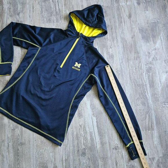 University Of Michigan Wolverines 1/2 Zip Pullover Running Hoodie Sweatshirt L - Picture 12 of 15